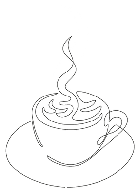 Zeichnug einer Tasse Kaffee, die grafisch die Trauercafés im Dekanat Mannheim symbolisiert